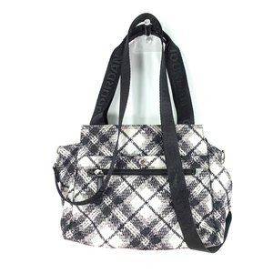 Black Plaid Bag Women Crossbody Purse Shoulder Satchel Scottish Sling Nylon 2Way